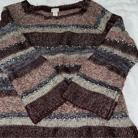 Chico’s Sz 2 LARGE (sz 12) mixed stripe pullover sweater texture mixed media - Picture 6 of 10
